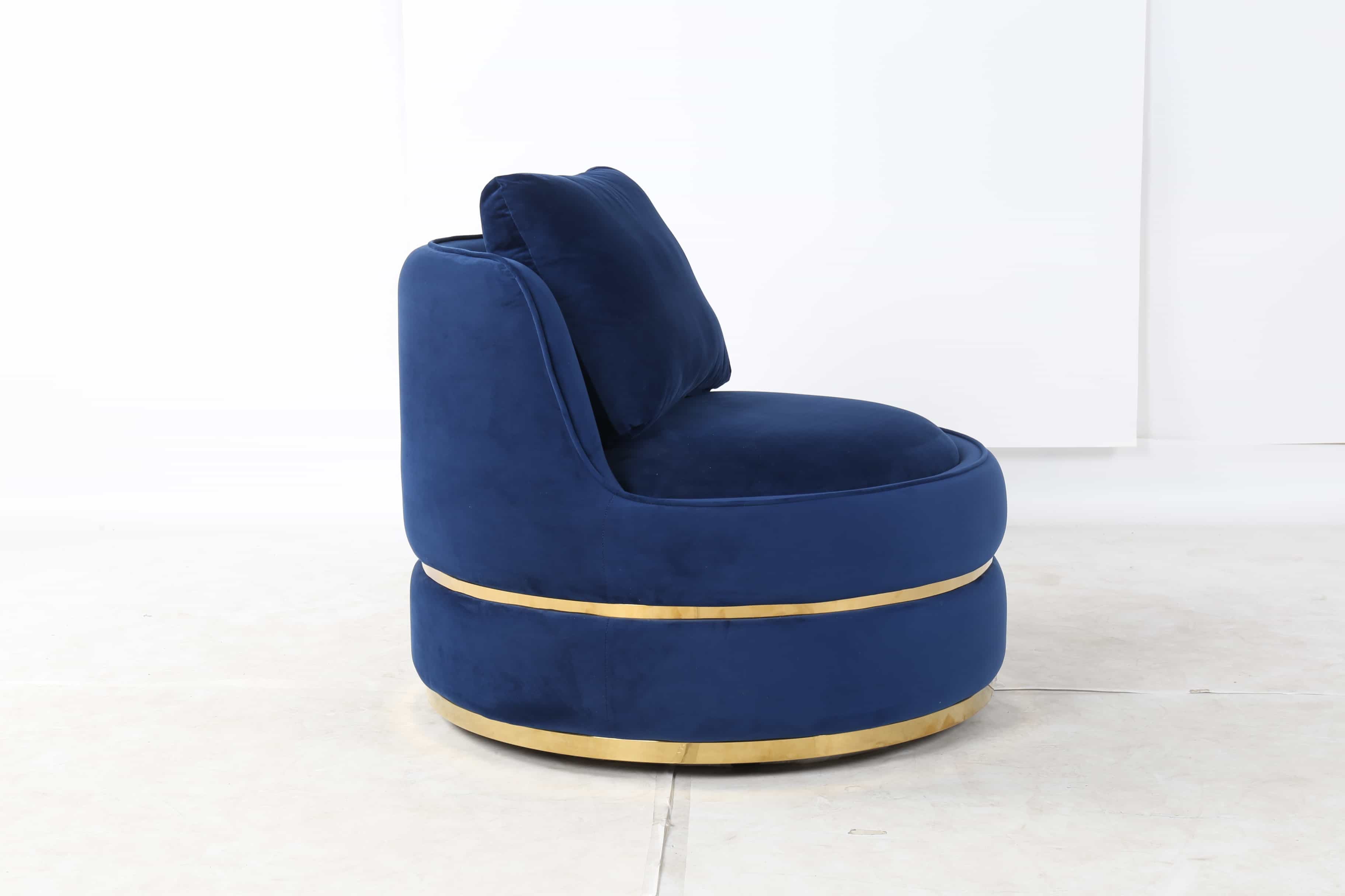 Standard Size Hotel Lobby Furniture Round Rotatable Italian Top Grade Velvet Single Lounge Chair