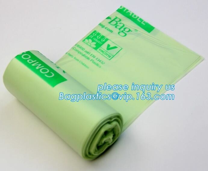 China manufacturer 100% biodegradable singlet bags with EN13432 BPI OK compost home ASTM D6400 certificates, BIO, ECO