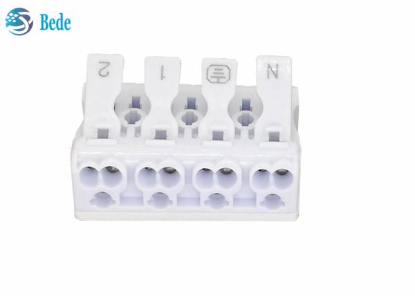 Cheap PA66 4 Poles Push - In Wire Connector Quick Terminal Blocks Lever Nuts 450V 16A for sale