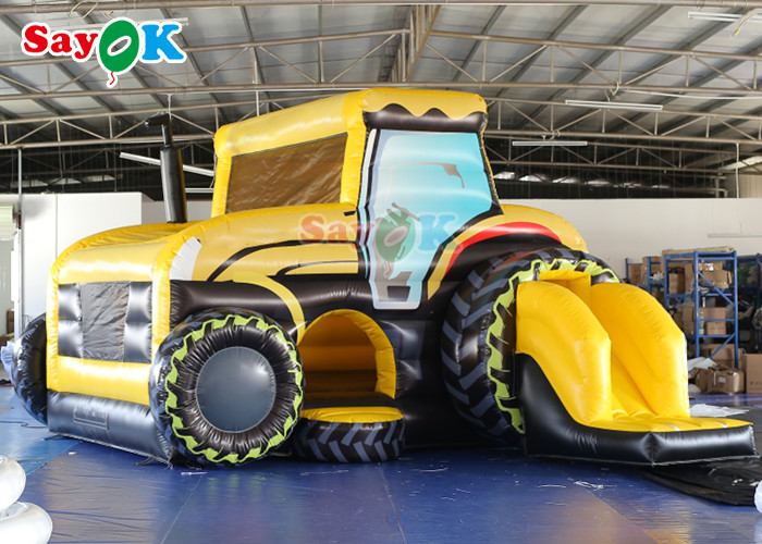 Digital Printing Inflatable Tractor Bounce House With Ball Pit Pool Blow Up Bouncer