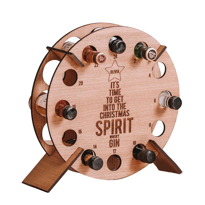 Christmas Advent Calendar Wooden Christmas Tree Bottle Holder Beer Rack Countdown Tree Wine Bottle Rack
