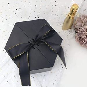 Chirstmas Wedding Anniversary Gift Boxes Cardboard Paper Hexagon With Ribbon