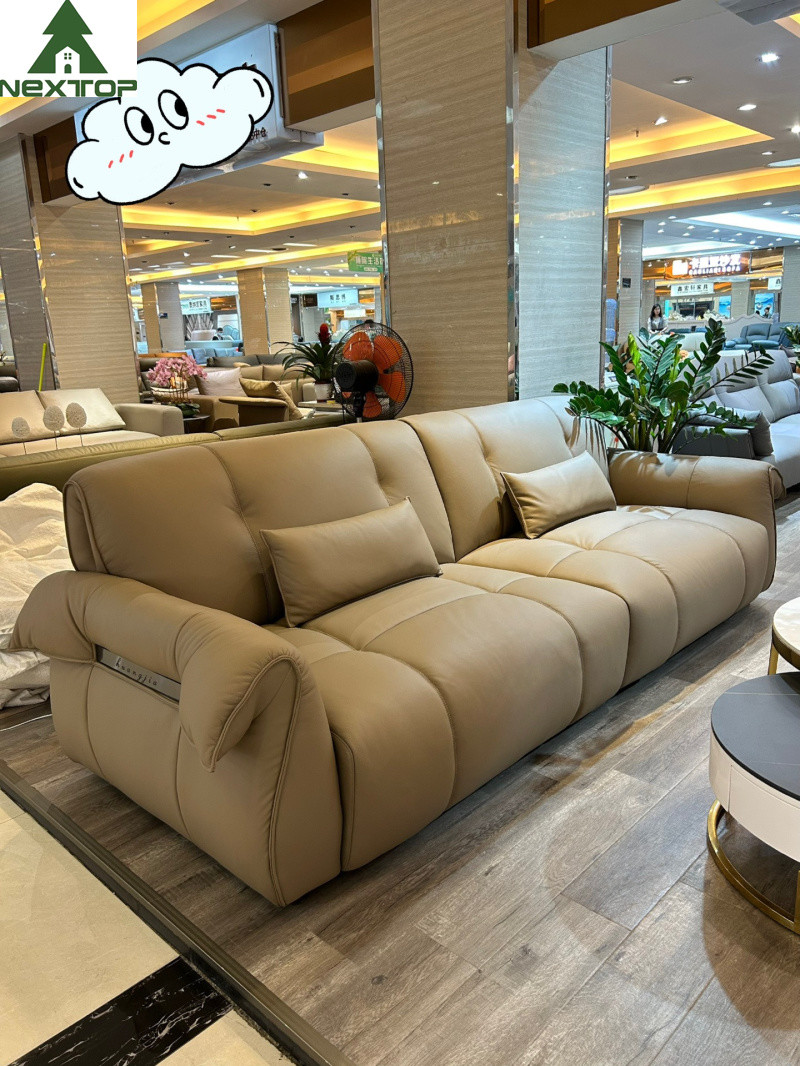 Leather Green Combination Sofa High Density for Living Room