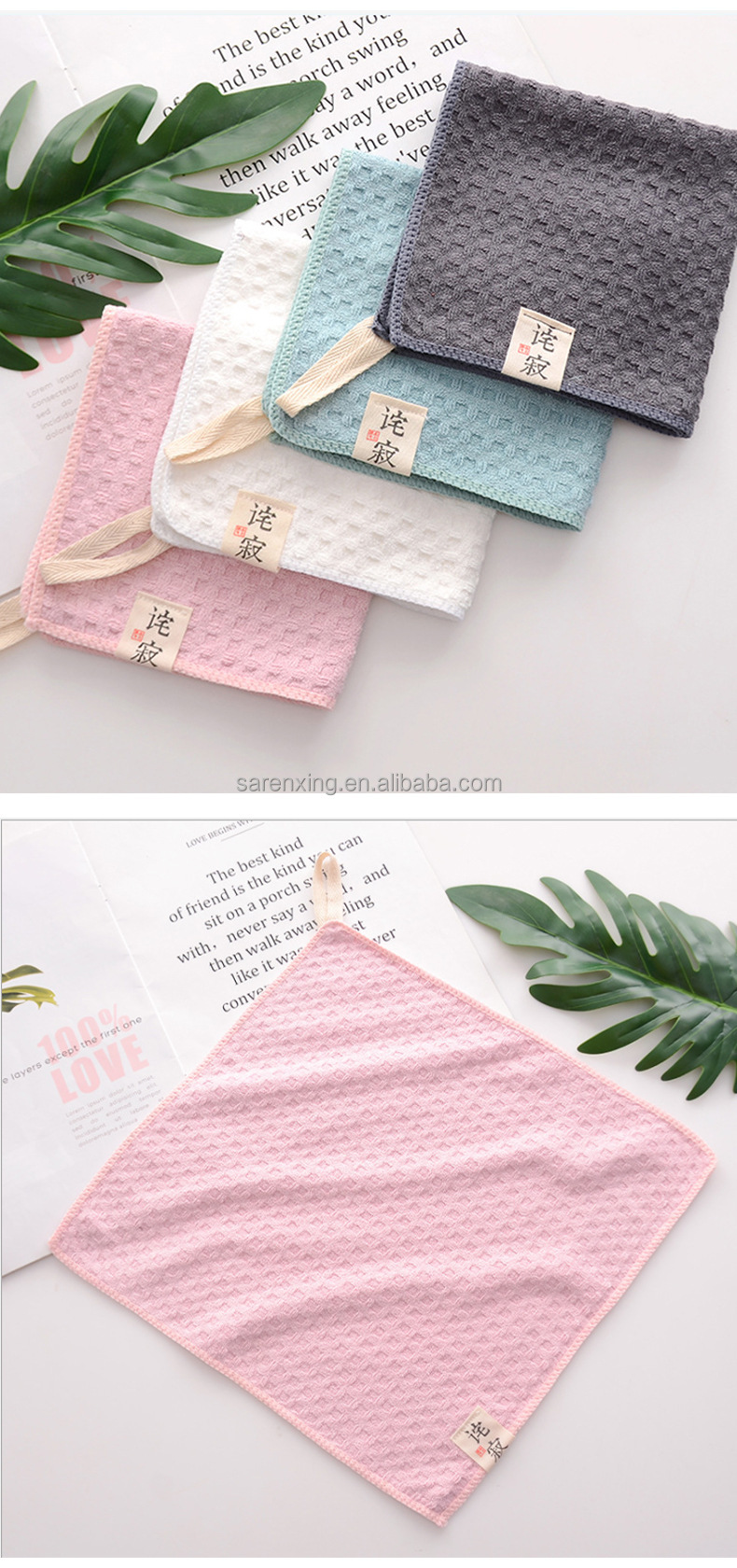 Embroidered 100% Cotton Microfiber Face Towels for Gentle and Effective Cleansing