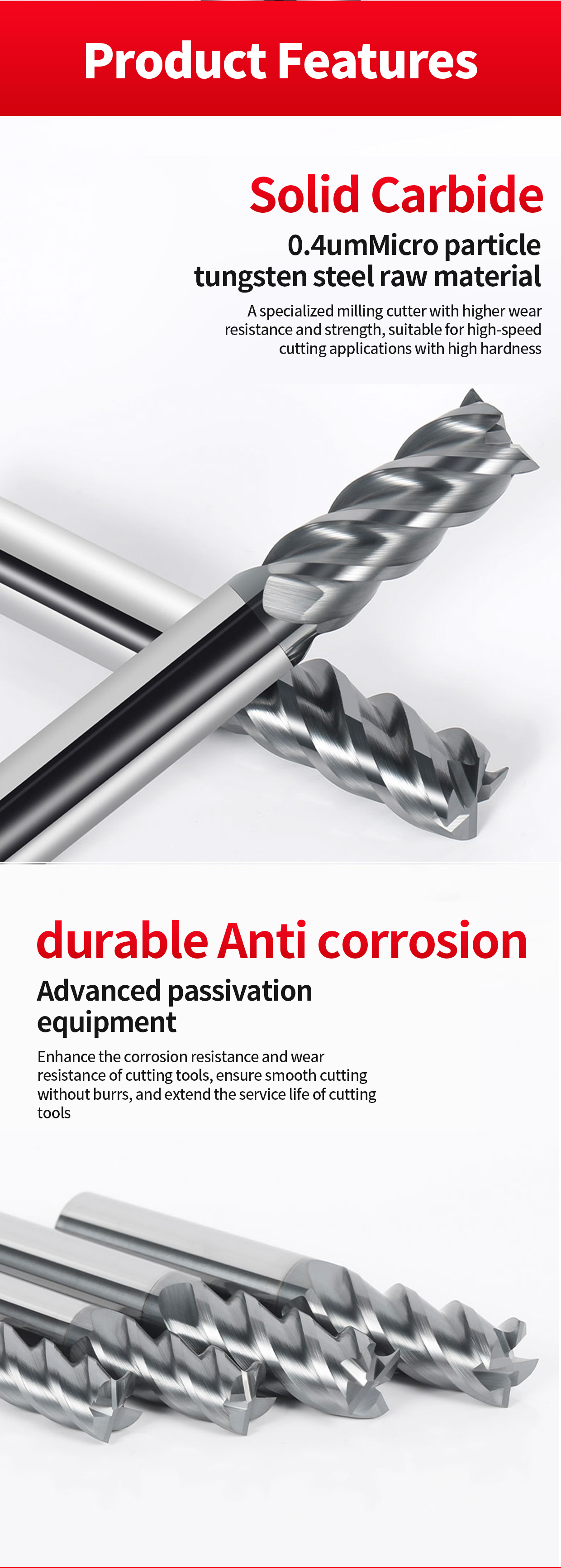 Four Blade Four Slot Cutters 4 Flutes End Mills For Steel