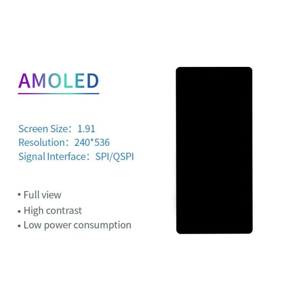 2 Inch AMOLED Oled Display 240x536 Resolution SPI/QSPI Interface 350c/d Display Driving IC RM67162 Touch Ic FT3168