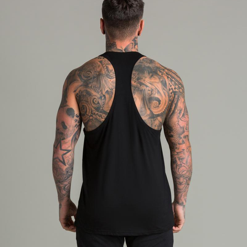 Bodybuilding Men Workout Tank Top Hollow White Black Cotton Vest