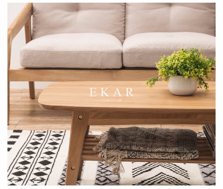 Oval Coffee Table 4 Legs Solid Wood Egyptian Style Living Room Furniture