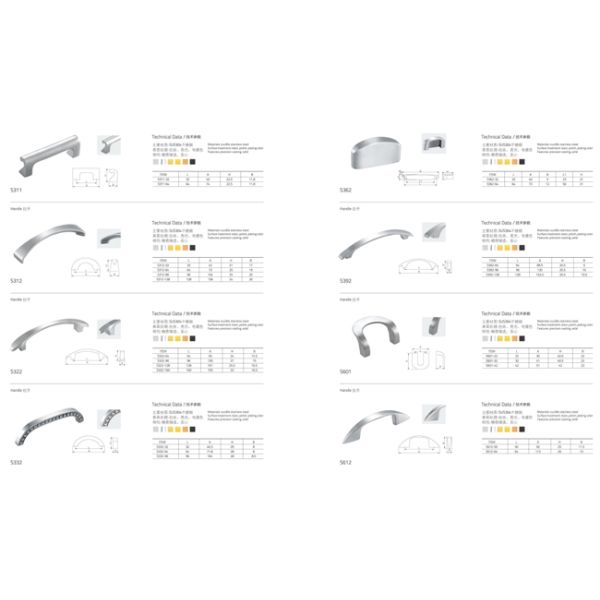 Solid 304 Stainless Steel Handles Kitchen Drawer Cabinet Wire Pull Tube Bar