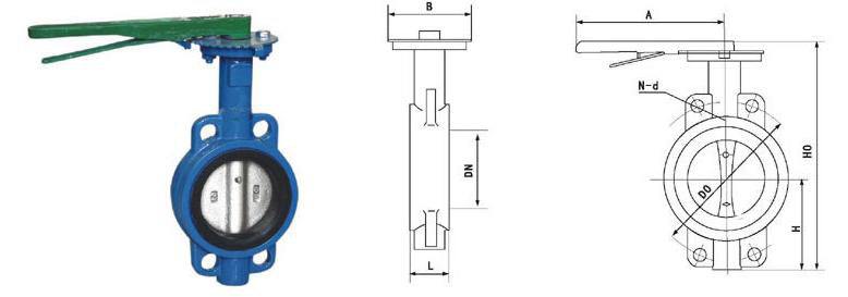 Sewage Butterfly Valve Wafer Cast Iron Body EPDM Seat Lever Operator,CI,PN10,JIS 10K
