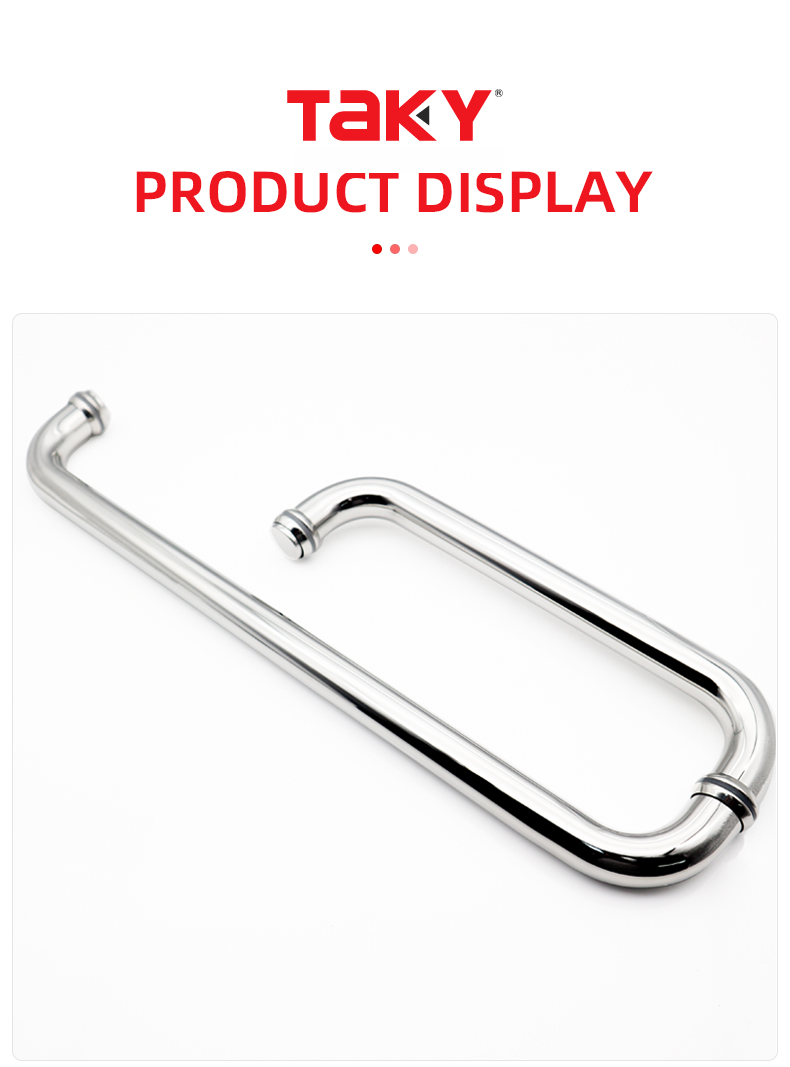Round Tube L Shape Handle Stainless Steel Bathroom Glass Shower Door Handle