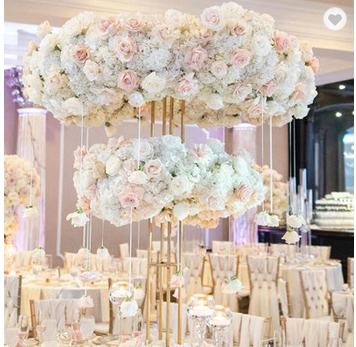 ZT-369 Hot sale square gold metal flower stand for wedding decoration