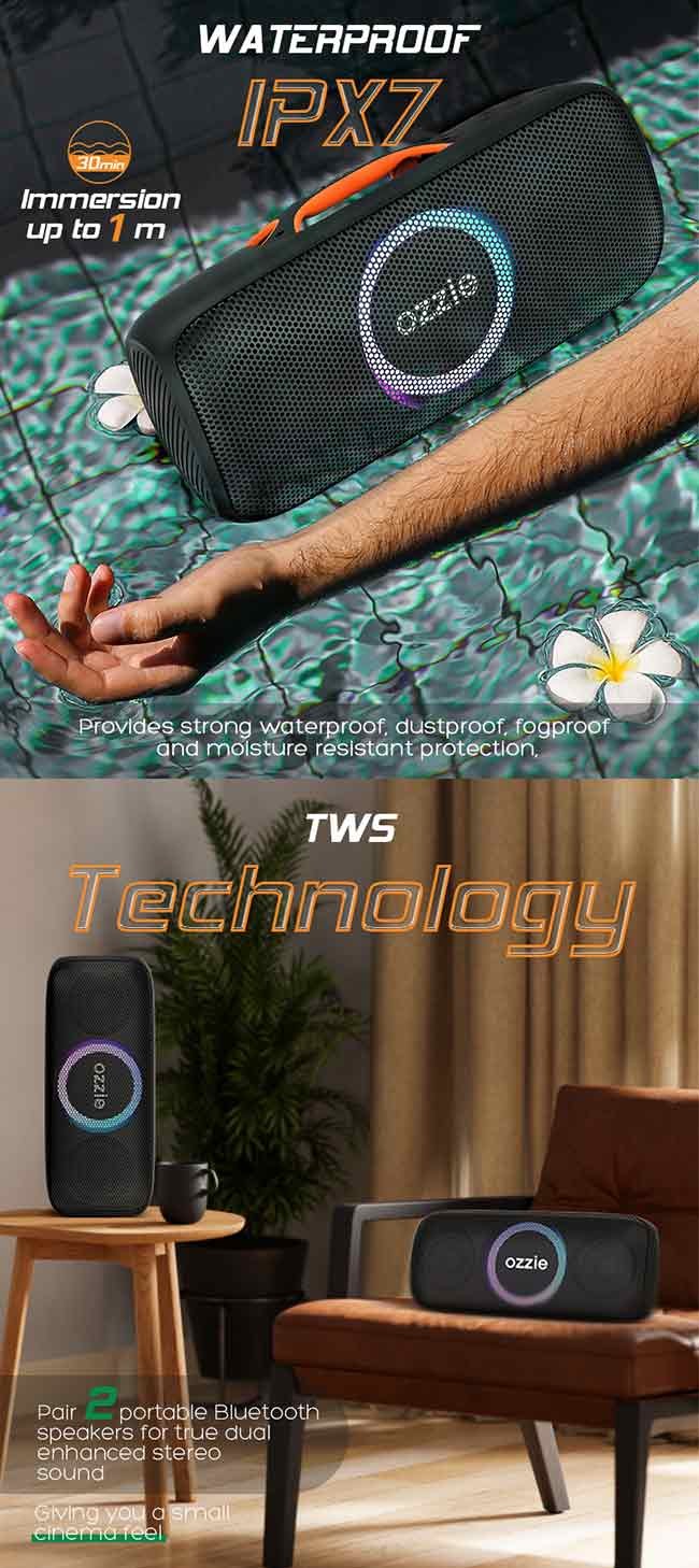40W Deep Bass Sound TWS Function Speaker With Led Light 7.2V 2500mAh
