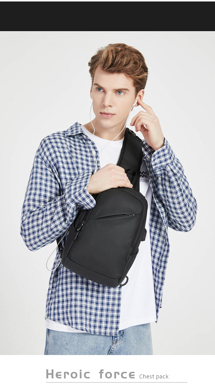 7.9 Inch IPAD USB Charging Shoulder Travel Sling Bag 18*10*30cm