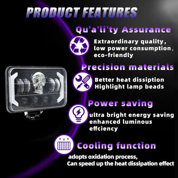 Skull 5 Inch Aluminum 80V Muti Color Universal Motorcycle LED Fog Light