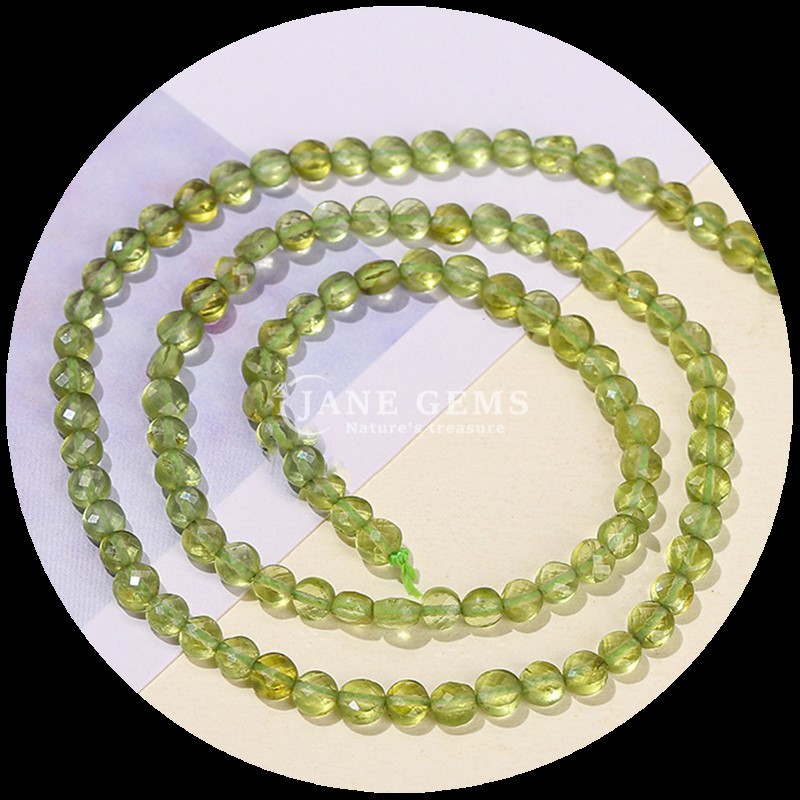 Flat Shape Faceted Beads Crystal Gemstone Round Shape Tourmaline Peridot Loose Bead Strands for DIY Jewelry Making