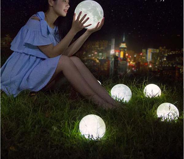 USB Rechargeable Touch Sensor 3D Printing LED Moon Night With Brightness Adjustment