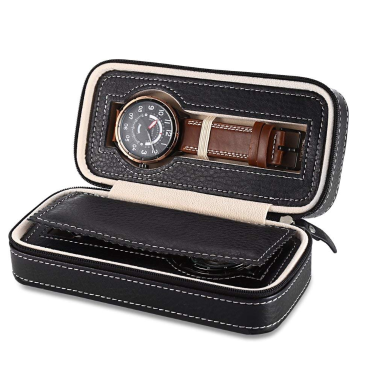 Portable 8 Grids Brown Leather Watch Case Box Customized Color For Men Women