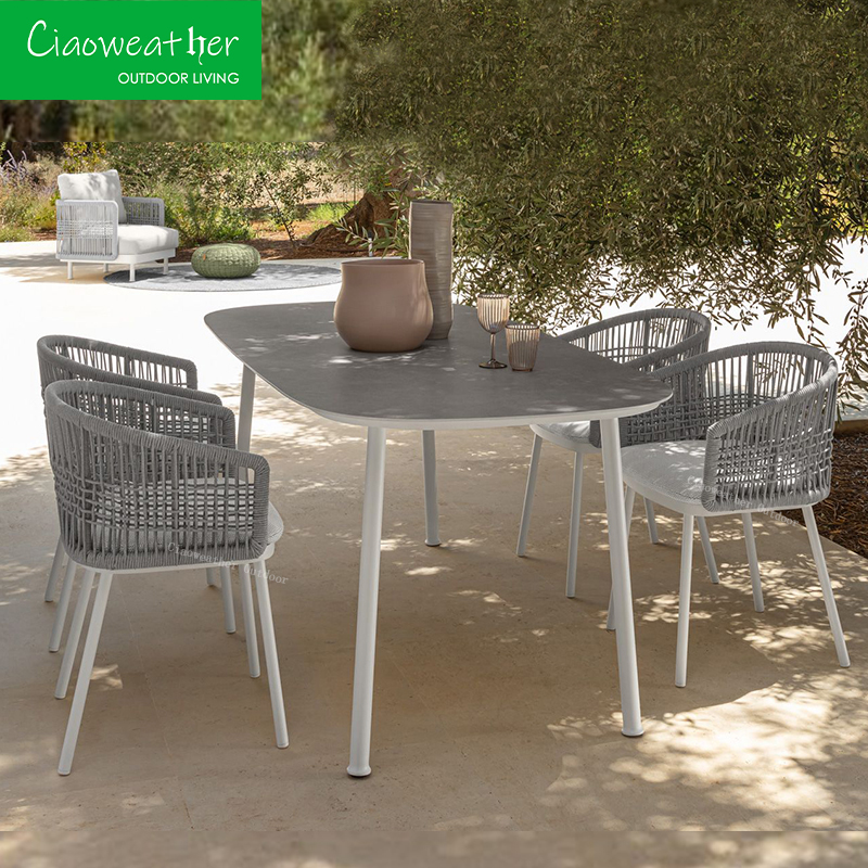 Outdoor Rope Weaving Garden Chairs Aluminum Chair for Patio Furniture Hotel Balcony