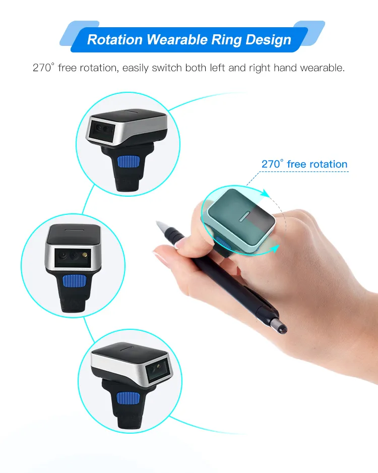 Wearable Finger Bluetooth Qr Code Barcode Scanner Reader Android and Phone for Logistics