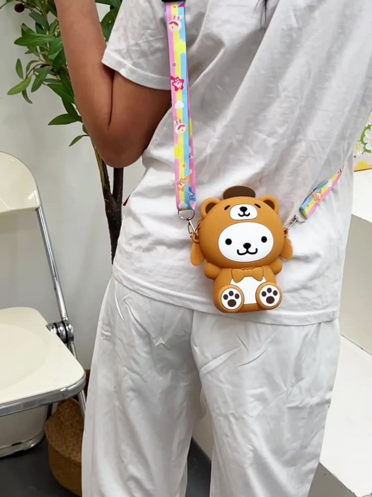 Kawaii Crossbody Bag Cute Shoulder Bag Cartoon Animal Silicone Bag Anime Purse Wallet Girls Kids Birthday Christmas Gift