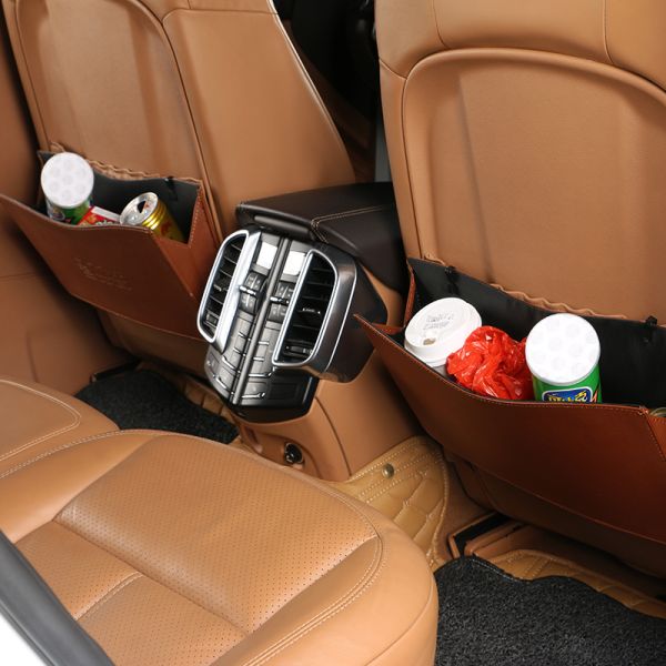 Polyester Felt Car Accessories Trash Bin Back Seat Organizer With Hanging Pockets