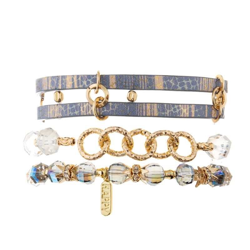 Double Layer Boho Handmade Leather Bracelet Everyday Jewelry Gold Color