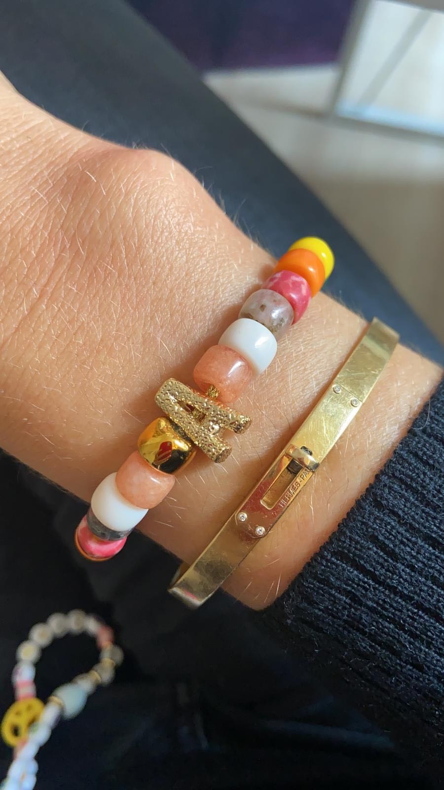 OEM gold Nylon Friendship Letter Bead Bracelet With adjustable braid clasp