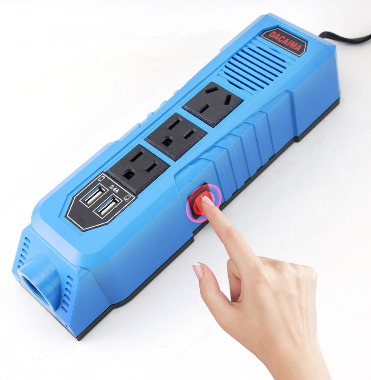 Smart Car Inverter 200W Car Quick Charger With 3 In 1 Retractable Cables Car Charger Cell Phone Charger With Led Display