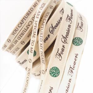 Quality 100% Natural Custom Printed Ribbon , Personalised Cotton Ribbon Eco - Friendly wholesale