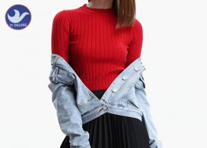 China Mock Neck Ribs Womens Knit Pullover Sweater Lurex Simple Winter Wear Inside on sale