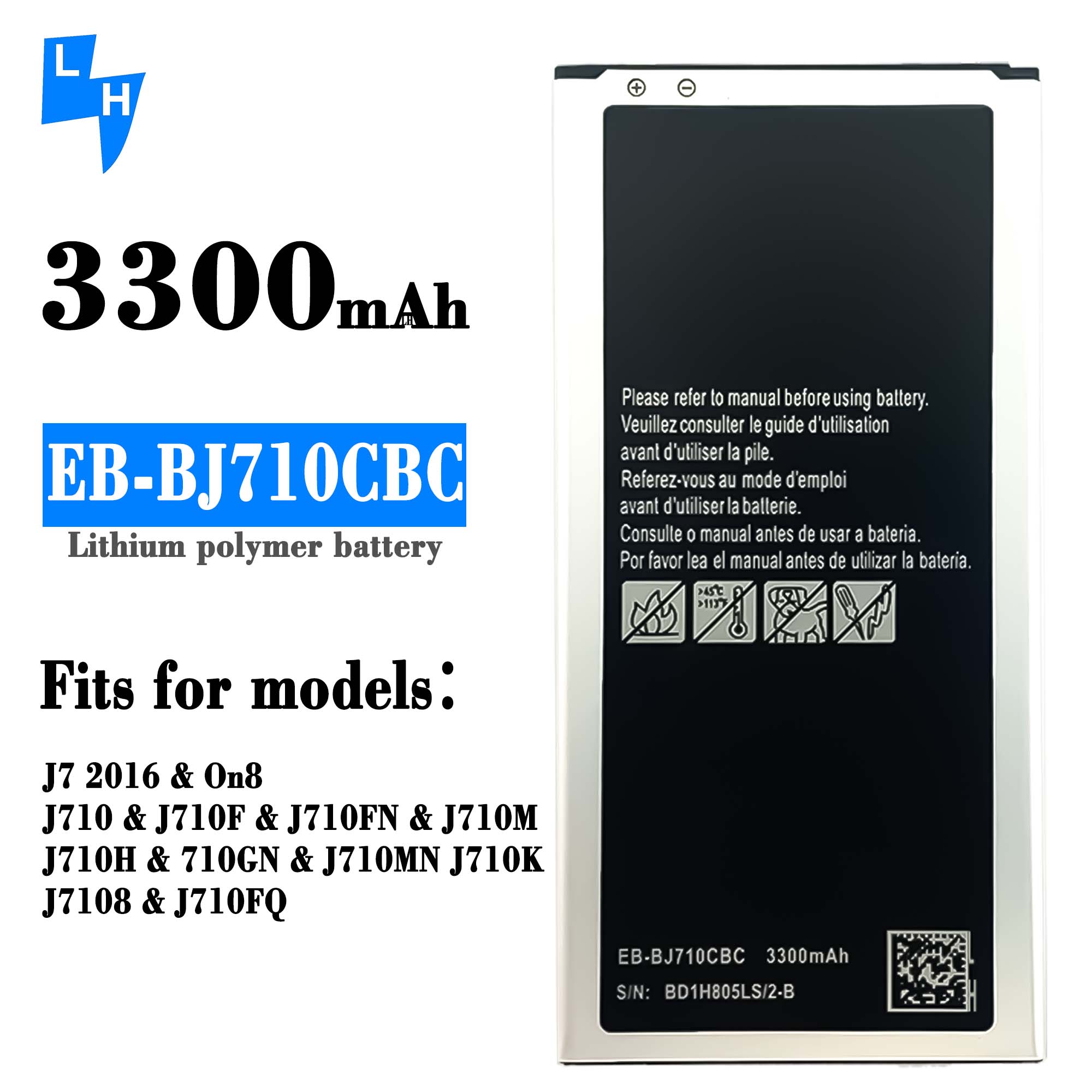 Rechargeable Batteries for Samsung J710 J7 2016 Original 0 cycle Lithium EB-BJ710CBC