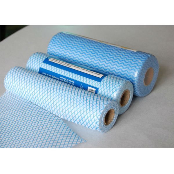 Blue Wave Printed Viscose Rayon Foam Bonding Nonwoven Wiping Cloth for Home or Hotel Cleaning