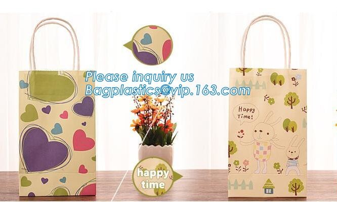 Customized White Printed Kraft Paper Shopping Bag with Twisted Handles for Cat,vintage print inspired by our own Luxury