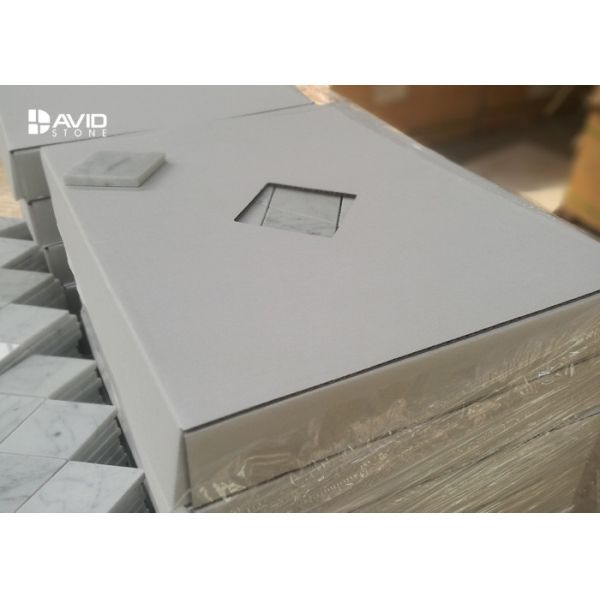 Rectangle and small square carrara marble mosaic tile assorted natural color