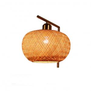 Quality OEM Round Rattan Wall Lights , Bamboo Rattan Lantern LED Light Source wholesale