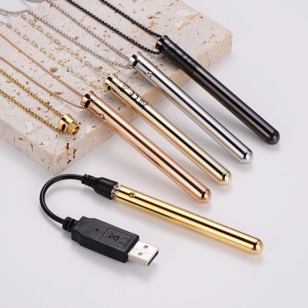 2025 New Rechargeable Stainless Steel Massage Stick Vibration Necklace With Chain
