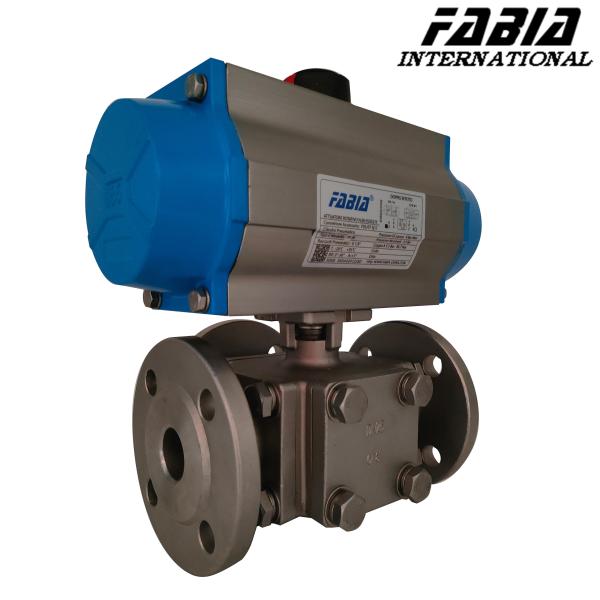 Cheap High-pressure Pneumatic Three-way Flanged Ball Valve for sale