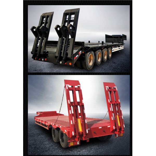 Gooseneck Lowboy Low Bed Semi - Trailer 50t 60t 80t For Container Transportation