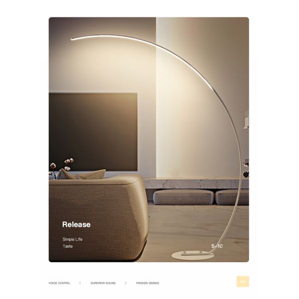 Arc Floor Lamp Dimmable APP Control Colorful Black White Corner Floor Lamp Bedroom Decor Stand Lighting(WH-MFL-16)