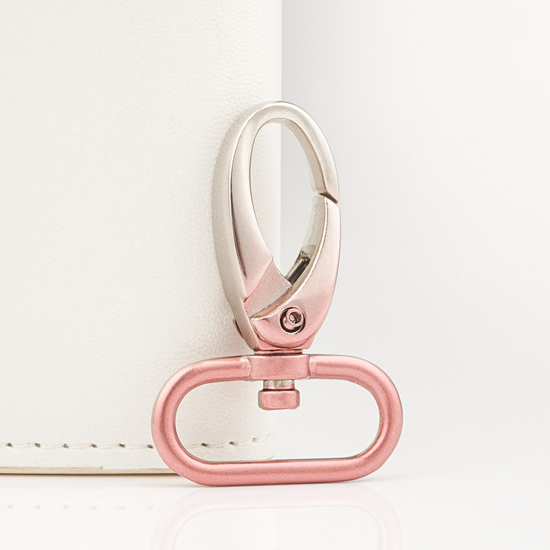 Handbag Hardware Luxury Metal Snap Hook 25mm Spring Swivel in Pink Silver Gradient
