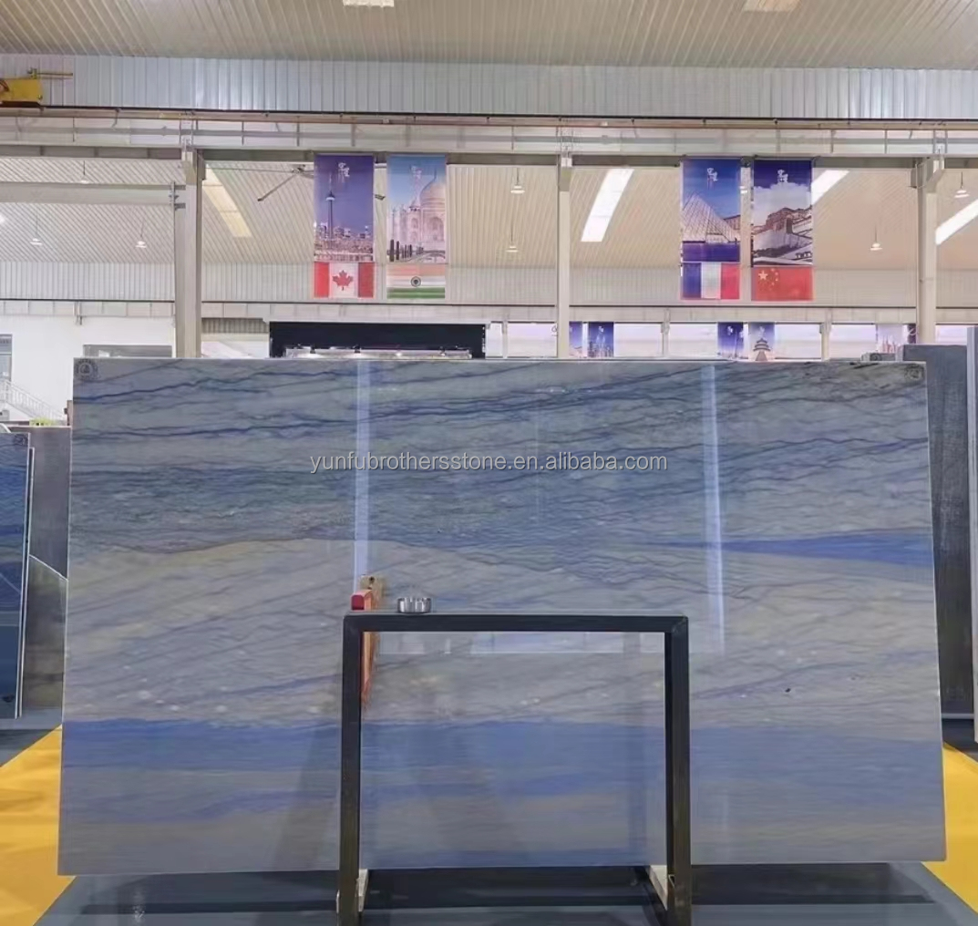 Directly Sell Honed Azul Imperial Slab Blue Sky Quartzite Grand Skylight Marble Tile
