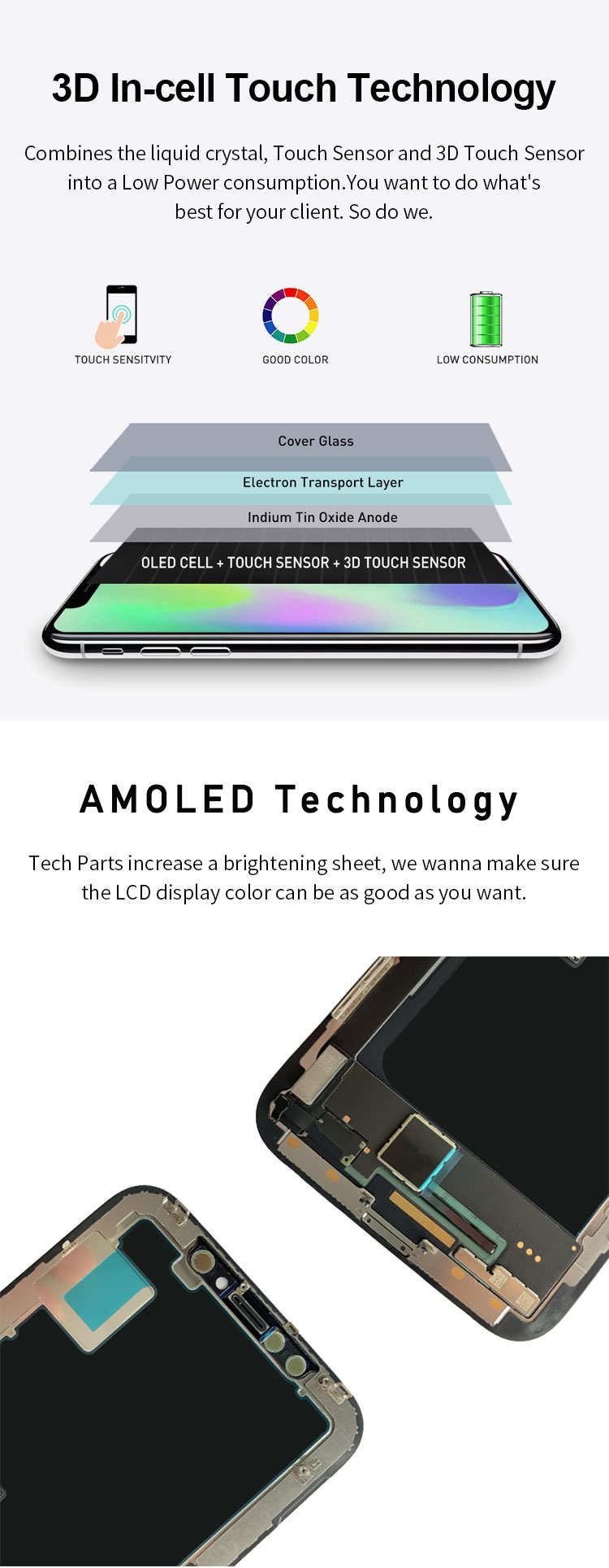 TFT Incell Cell Phone OLED Screen For Iphone X XR 11 6 6s 7 8 7P 8P