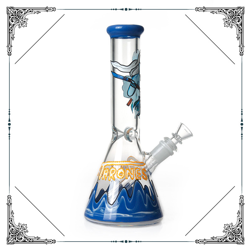 New Arrival Beaker Bong Hand Drawn Game of Thrones Art On Glass Smokig Pipe
