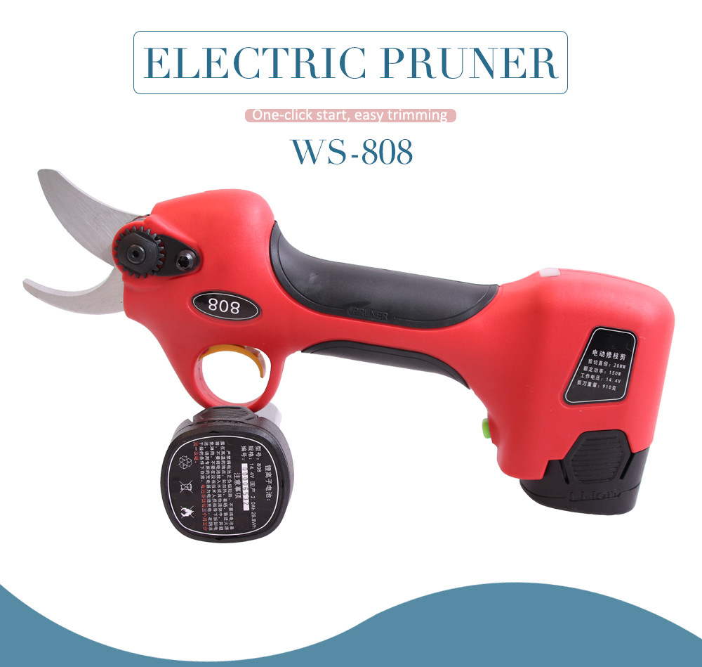 Swansoft 2.5CM Battery Orchard Pruner Cordless Electric Hedge Trimmer Portable Pruning Shears of 25mm Cut Size