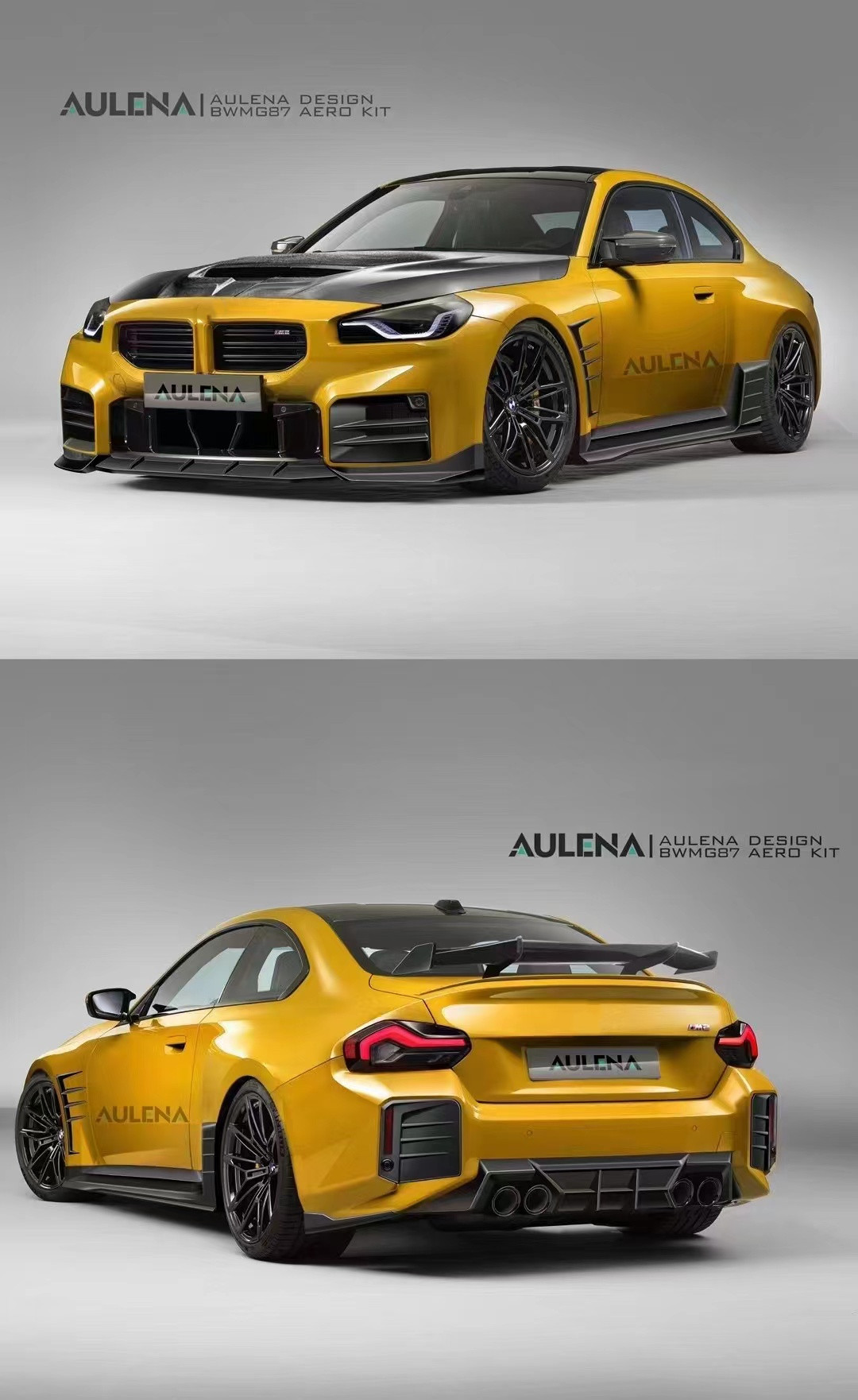 For BMW M2 G87 Carbon Fiber Body Kit M2 Upgraded Paktechz Style Carbon Fiber Front Lip Diffuser Spoiler Hood