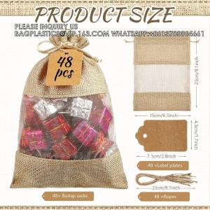 China Linen Burlap Sheer Bag Burlap Bags With Drawstring Gift Tags Organza Wedding Favor Bags Burlap Gift Bags Wedding on sale
