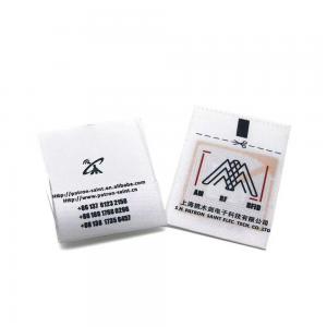 China Colorful design eas system rf woven security label custom silk garment label on sale