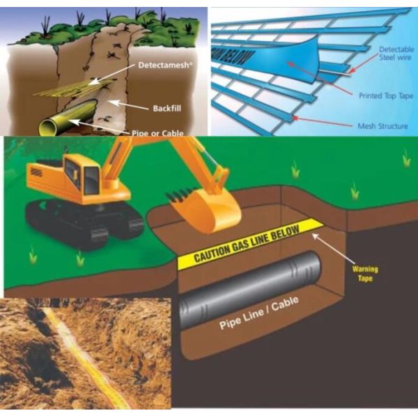 UK Standard 20cm*100M Utility Service Lines Protection Detectamesh Underground Warning Mesh Red/Green/Yellow/Blue