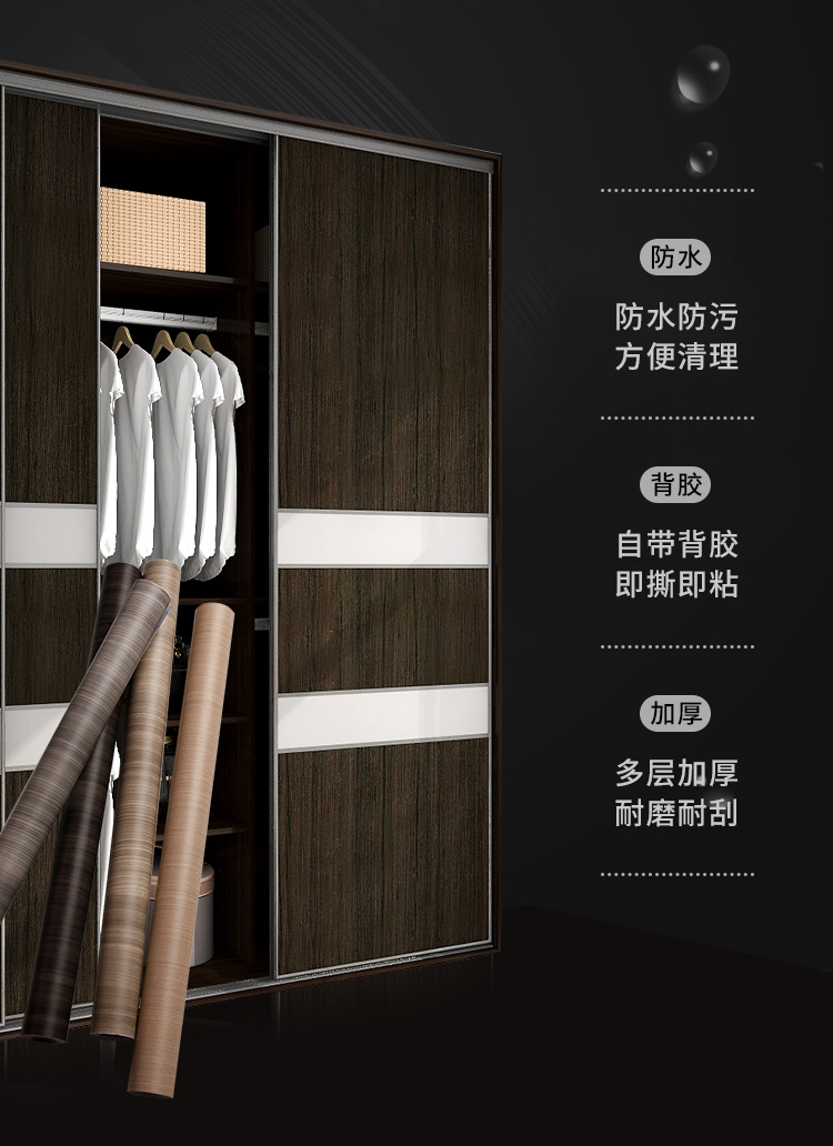 Grey Wood Grain Design 3D Contact Wallpaper for Waterproof Wall Decoration
